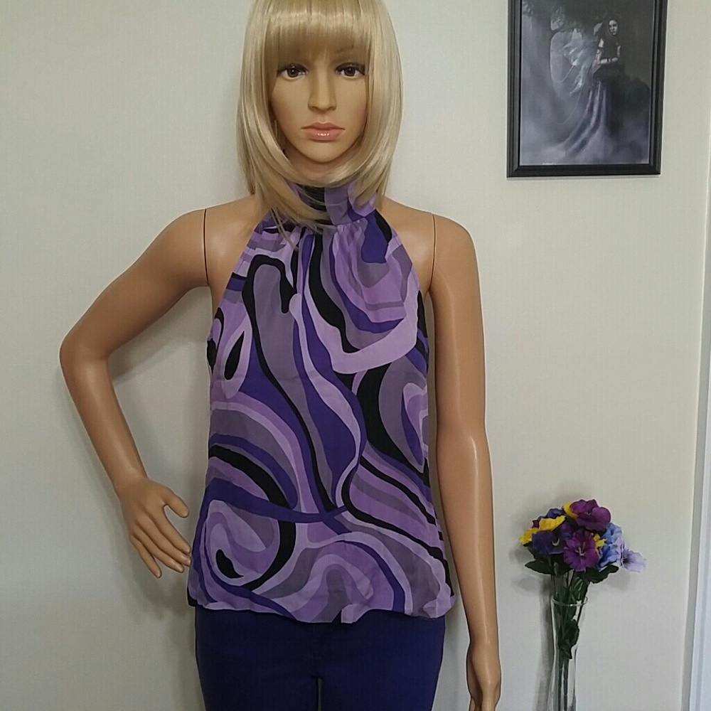 I.N.C 100% silk high neck blouse size 6